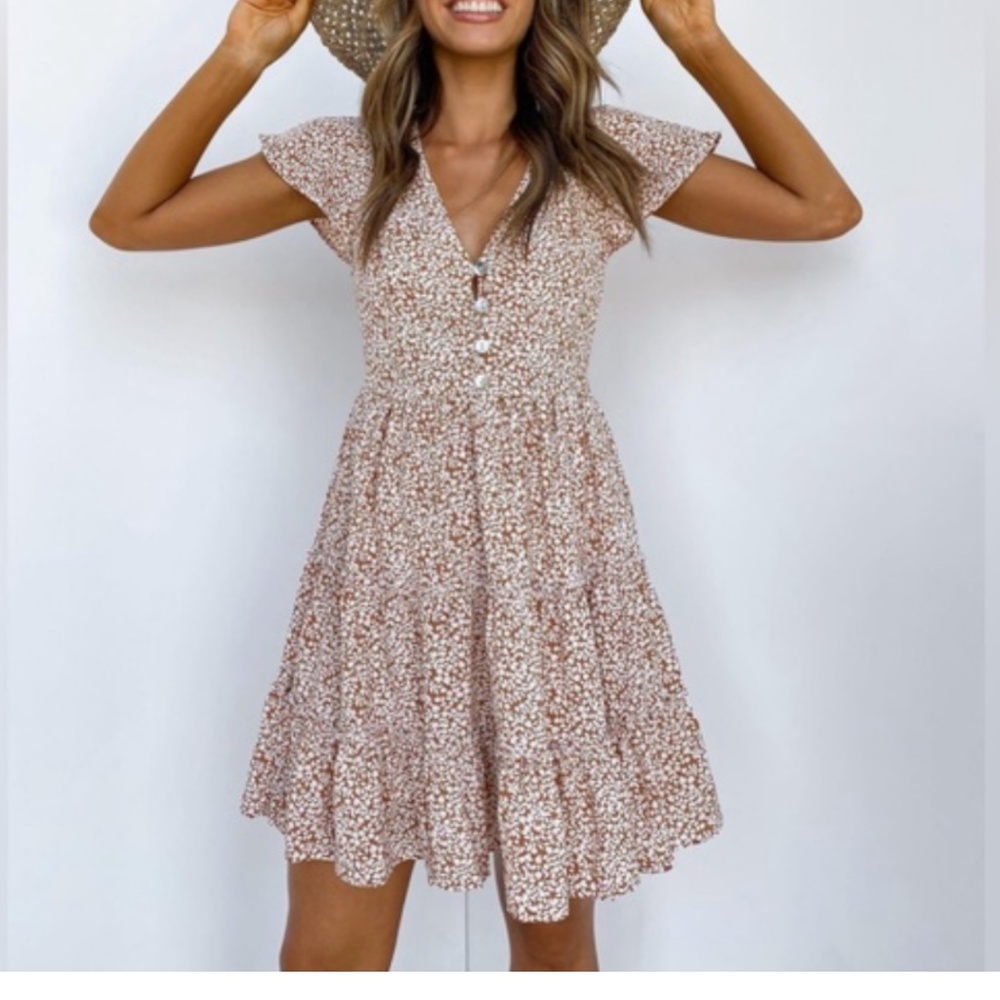 Petal & Pup tan floral dress